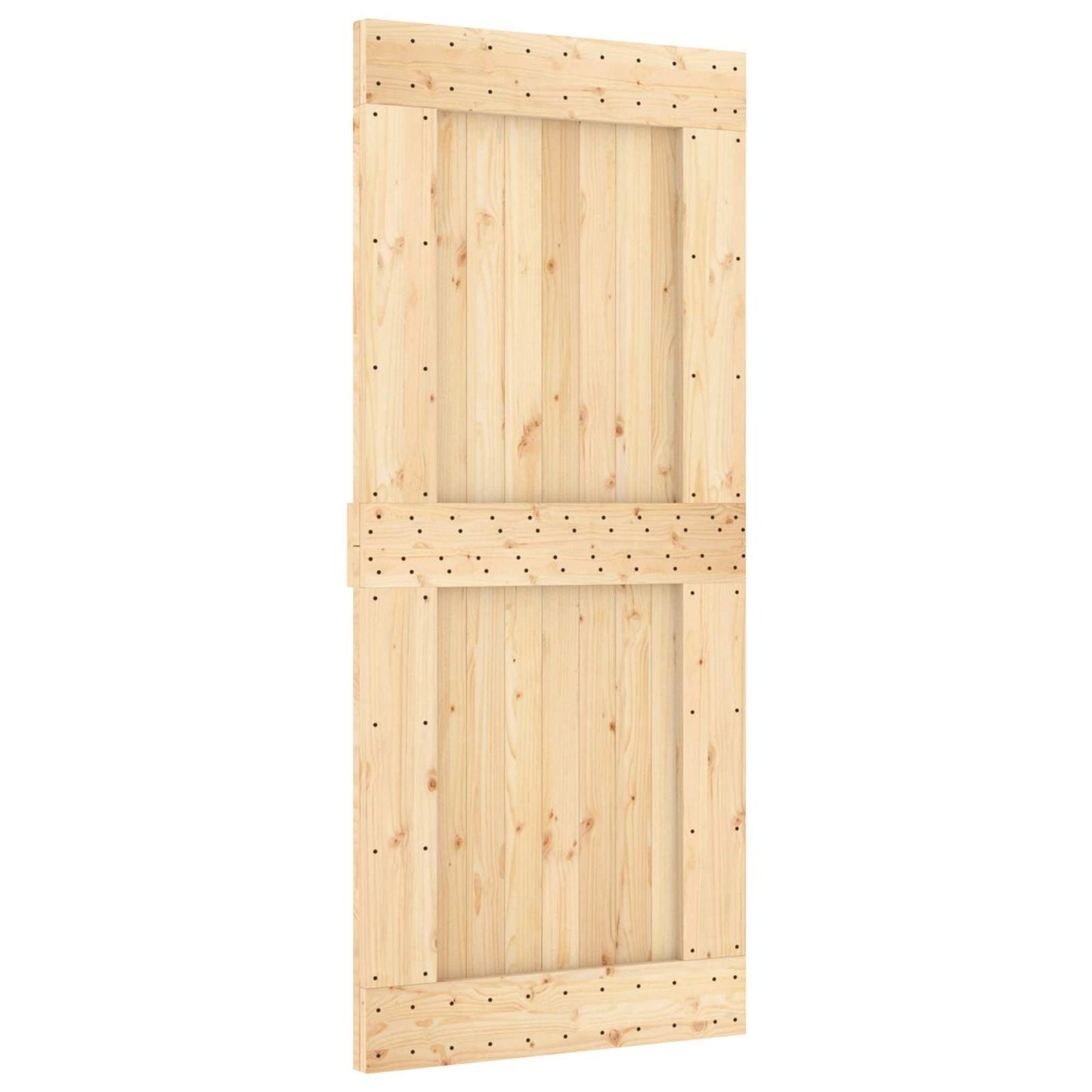 vidaXL Sliding Door Natural and Black 90 x 210 cm Solid Pine Wood