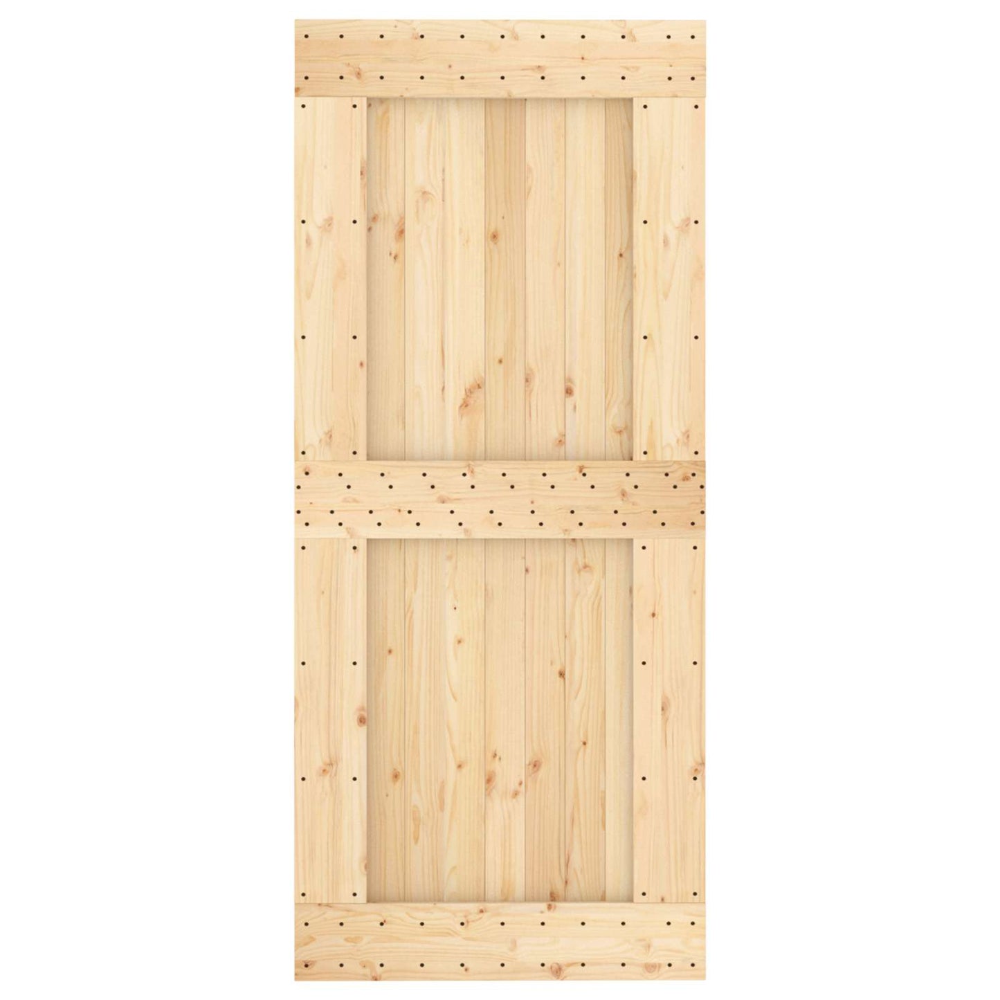 vidaXL Sliding Door Natural and Black 90 x 210 cm Solid Pine Wood