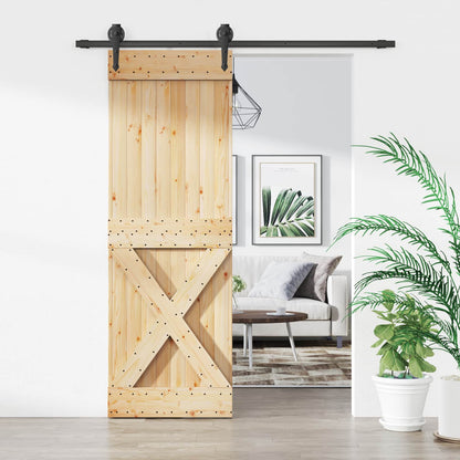 vidaXL Sliding Door Natural and Black 70 x 210 cm Solid Pine Wood
