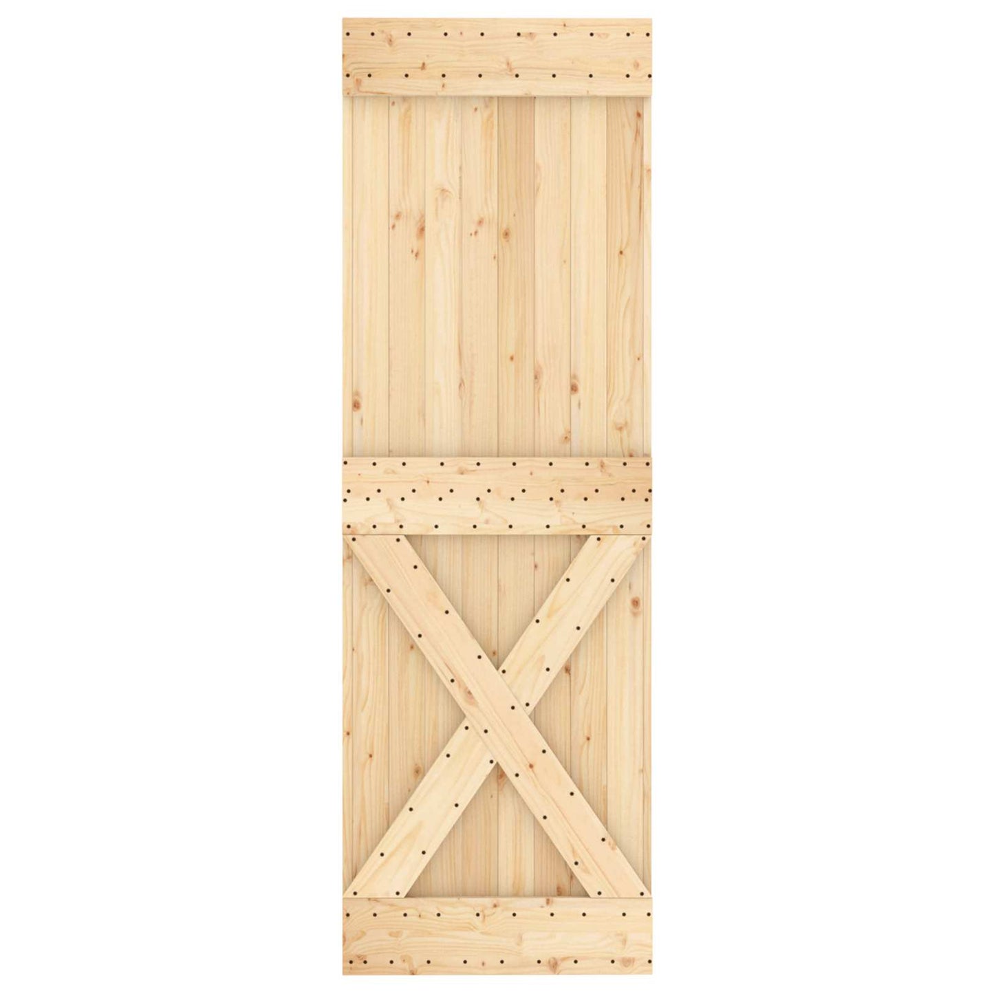 vidaXL Sliding Door Natural and Black 70 x 210 cm Solid Pine Wood