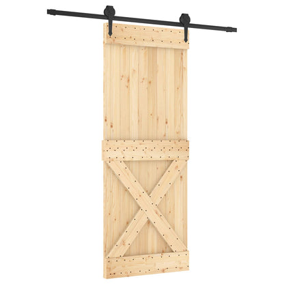 vidaXL Sliding Door Natural and Black 80 x 210 cm Solid Pine Wood