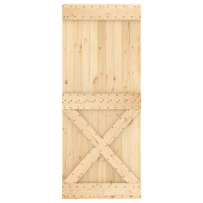 vidaXL Sliding Door Natural and Black 85 x 210 cm Solid Pine Wood