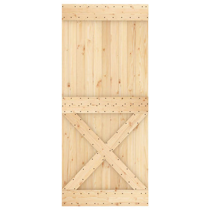 vidaXL Sliding Door Natural and Black 90 x 210 cm Solid Pine Wood