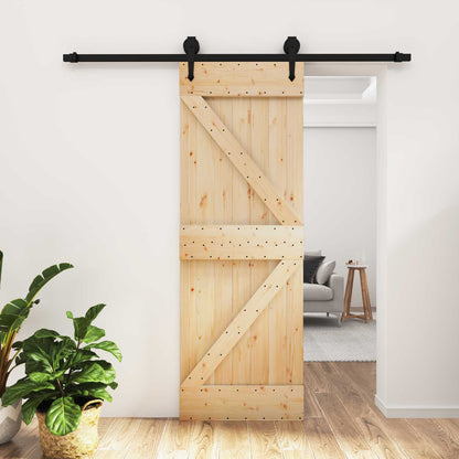 vidaXL Sliding Door Natural and Black 70 x 210 cm Solid Pine Wood