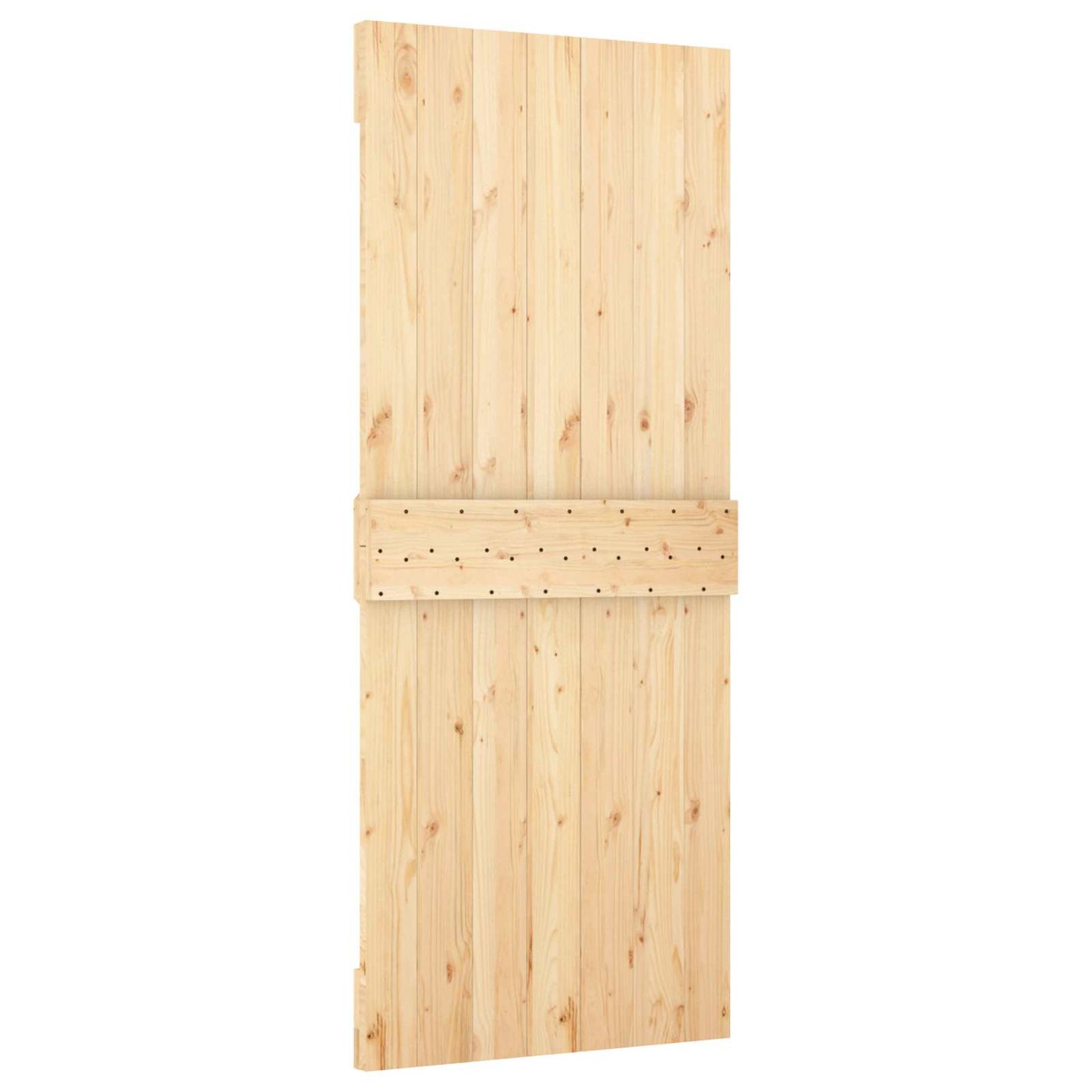 vidaXL Sliding Door Natural and Black 85 x 210 cm Solid Pine Wood