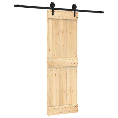 vidaXL Sliding Door Natural and Black 70 x 210 cm Solid Pine Wood