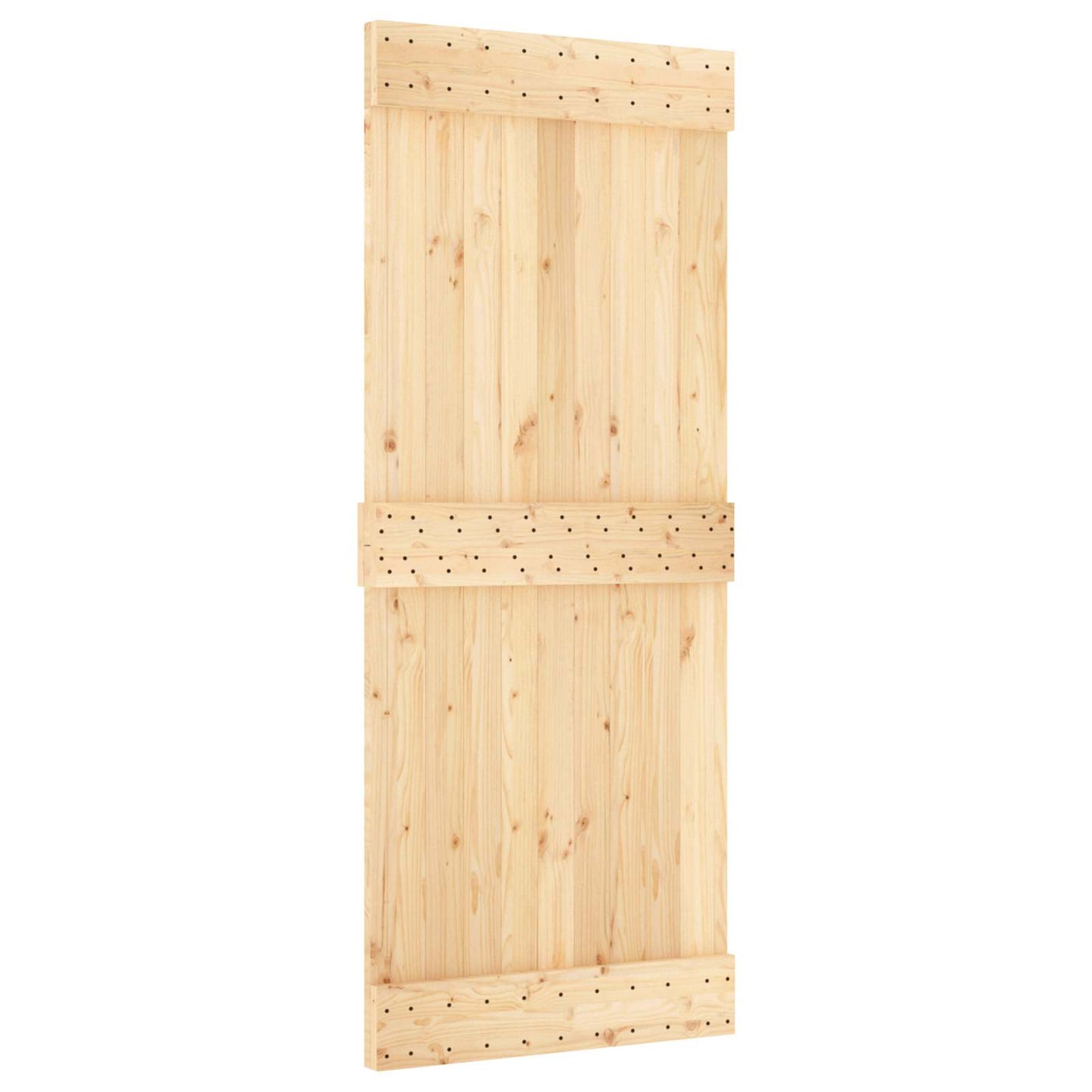 vidaXL Sliding Door Natural and Black 85 x 210 cm Solid Pine Wood
