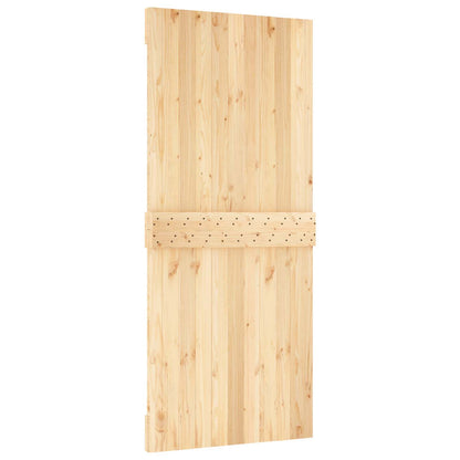 vidaXL Sliding Door Natural and Black 90 x 210 cm Solid Pine Wood
