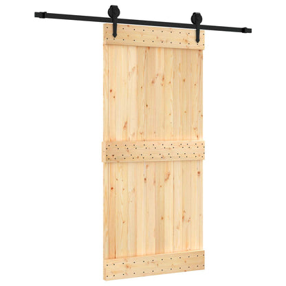 vidaXL Sliding Door Natural and Black 95 x 210 cm Solid Pine Wood