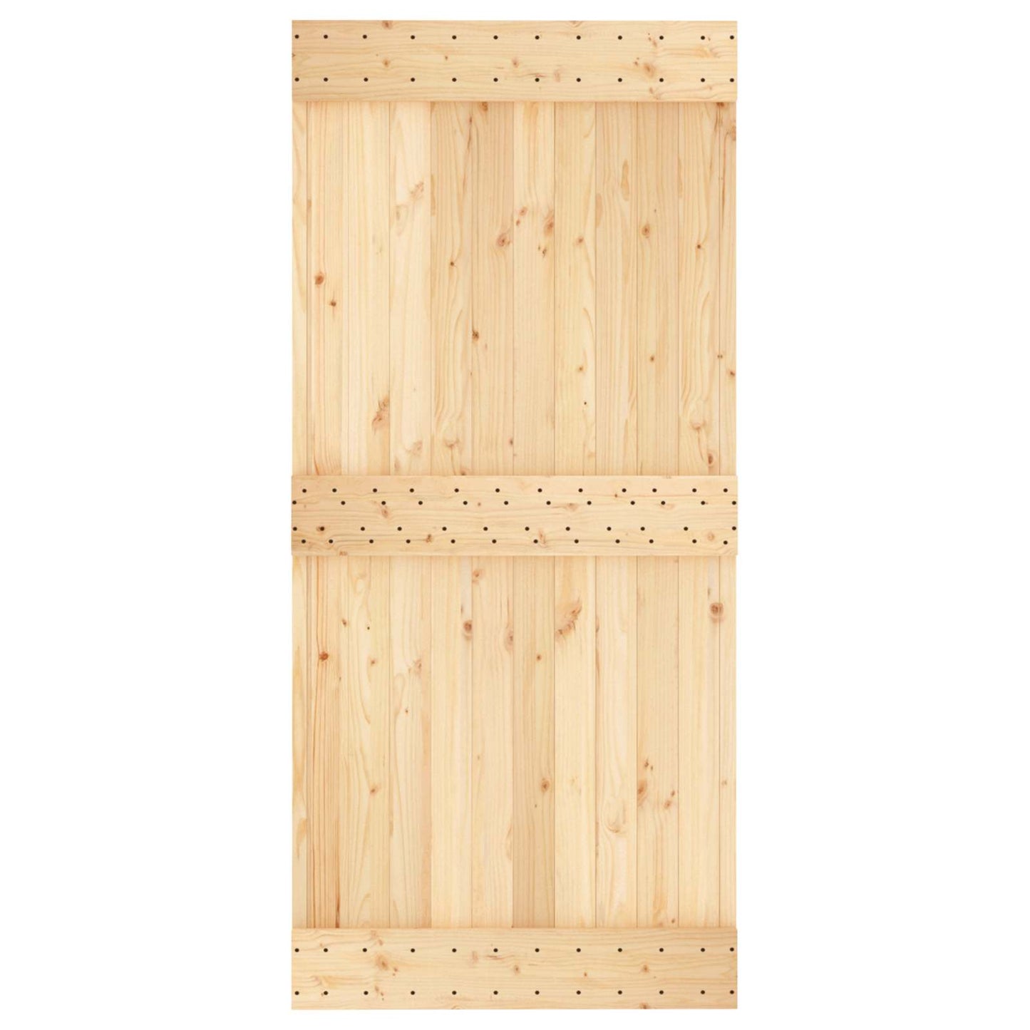vidaXL Sliding Door Natural and Black 95 x 210 cm Solid Pine Wood