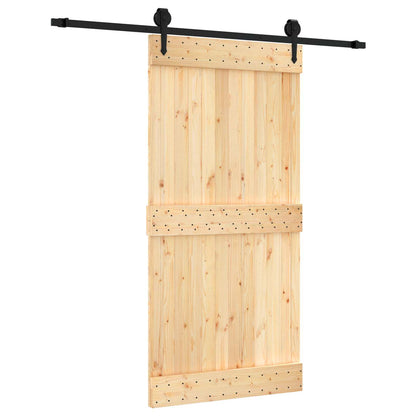 vidaXL Sliding Door Natural and Black 100 x 210 cm Solid Pine Wood