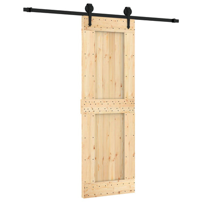 vidaXL Sliding Door Natural and Black 70 x 210 cm Solid Pine Wood