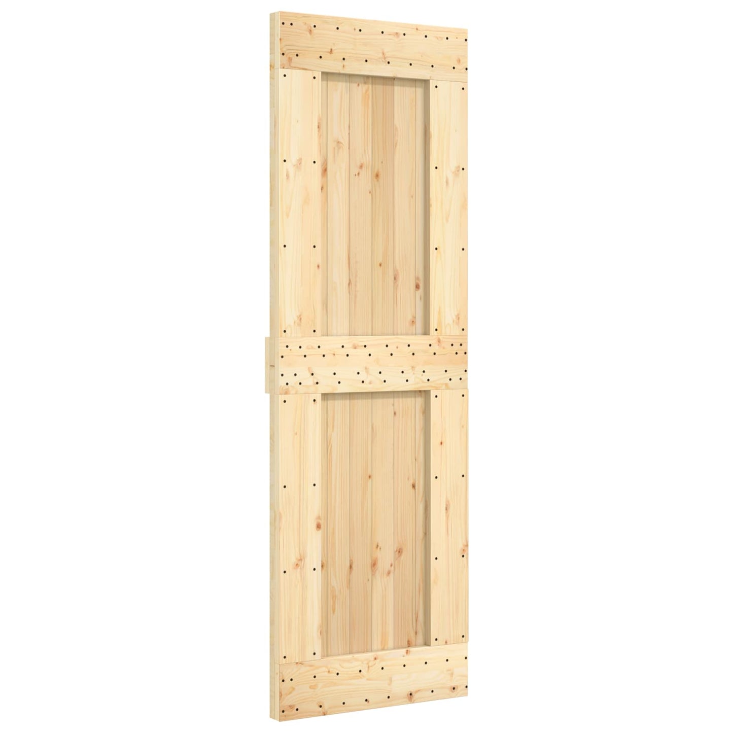 vidaXL Sliding Door Natural and Black 70 x 210 cm Solid Pine Wood