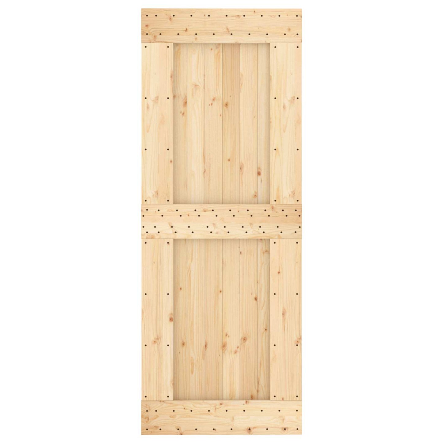 vidaXL Sliding Door Natural and Black 80 x 210 cm Solid Pine Wood