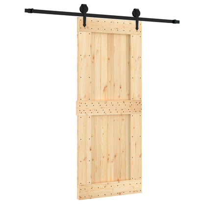 vidaXL Sliding Door Natural and Black 85 x 210 cm Solid Pine Wood