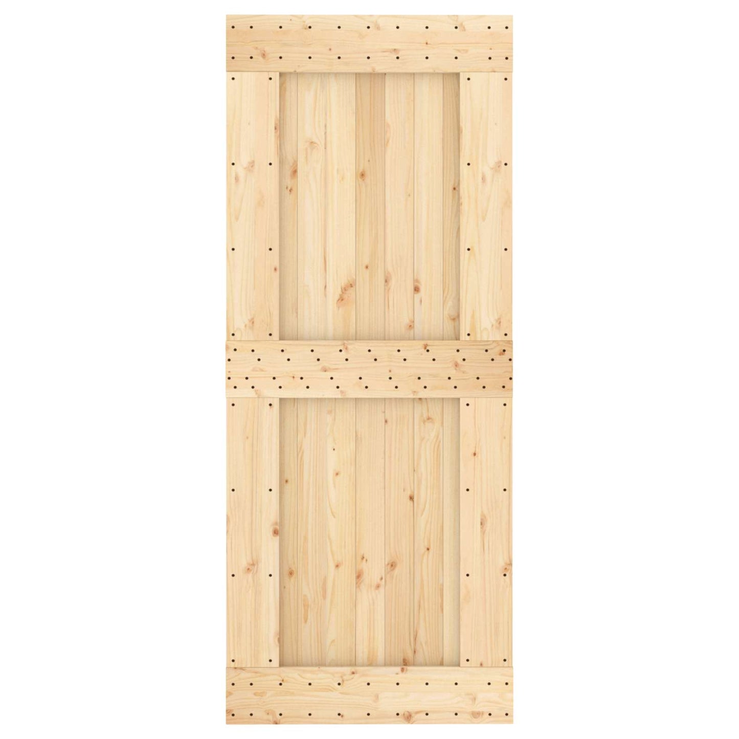 vidaXL Sliding Door Natural and Black 85 x 210 cm Solid Pine Wood
