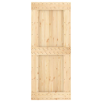 vidaXL Sliding Door Natural and Black 85 x 210 cm Solid Pine Wood