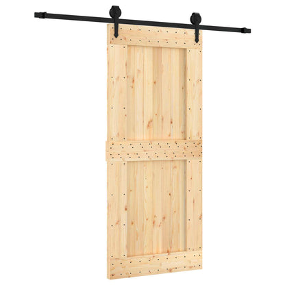 vidaXL Sliding Door Natural and Black 90 x 210 cm Solid Pine Wood