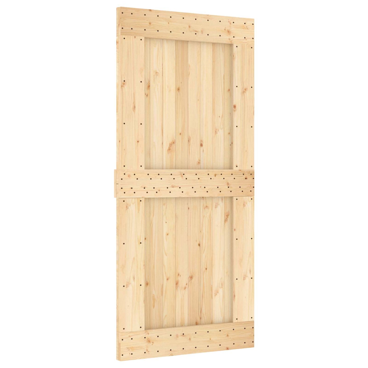 vidaXL Sliding Door Natural and Black 95 x 210 cm Solid Pine Wood