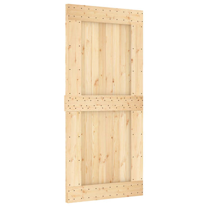 vidaXL Sliding Door Natural and Black 95 x 210 cm Solid Pine Wood