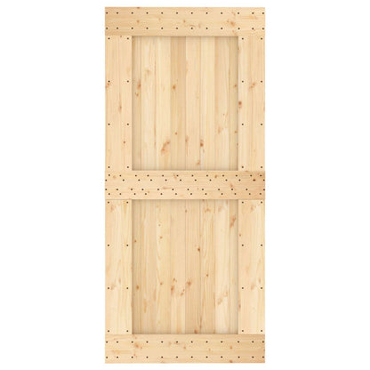 vidaXL Sliding Door Natural and Black 95 x 210 cm Solid Pine Wood