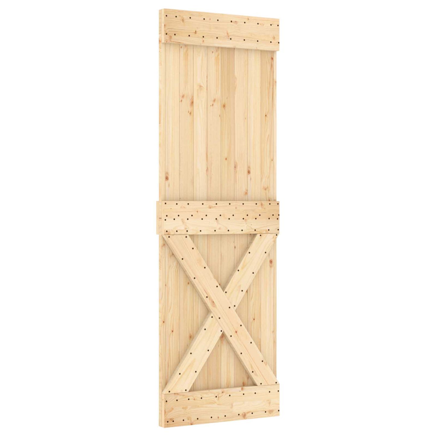vidaXL Sliding Door Natural and Black 70 x 210 cm Solid Pine Wood