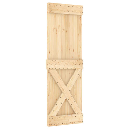 vidaXL Sliding Door Natural and Black 70 x 210 cm Solid Pine Wood
