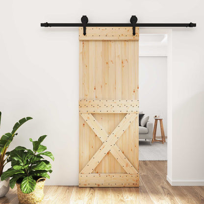 vidaXL Sliding Door Natural and Black 80 x 210 cm Solid Pine Wood