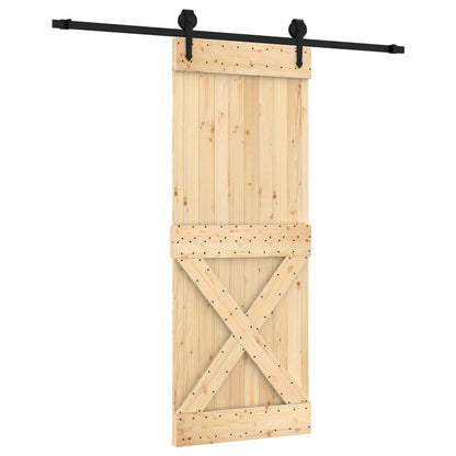 vidaXL Sliding Door Natural and Black 80 x 210 cm Solid Pine Wood