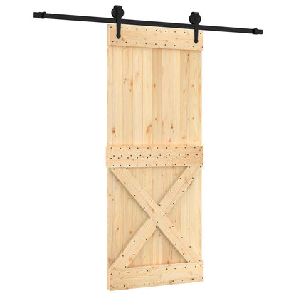 vidaXL Sliding Door Natural and Black 85 x 210 cm Solid Pine Wood
