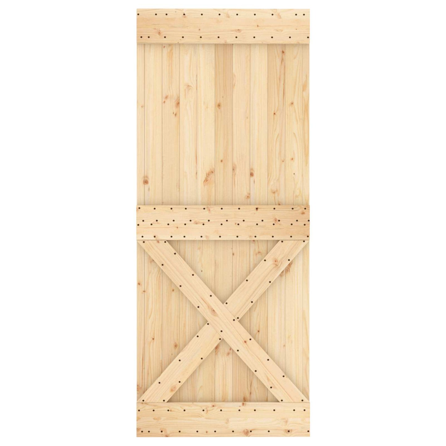 vidaXL Sliding Door Natural and Black 85 x 210 cm Solid Pine Wood