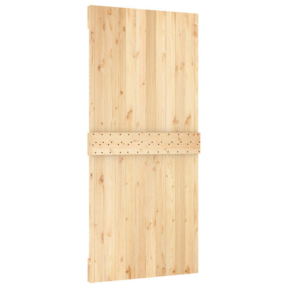 vidaXL Sliding Door Natural and Black 95 x 210 cm Solid Pine Wood