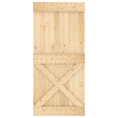 vidaXL Sliding Door Natural and Black 95 x 210 cm Solid Pine Wood