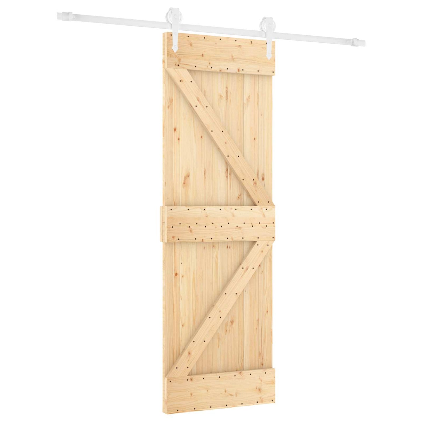 vidaXL Sliding Door Natural and White 70 x 210 cm Solid Pine Wood