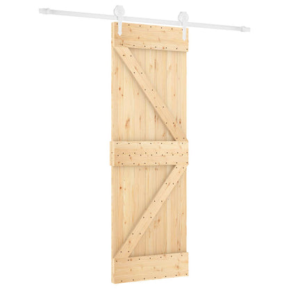 vidaXL Sliding Door Natural and White 70 x 210 cm Solid Pine Wood