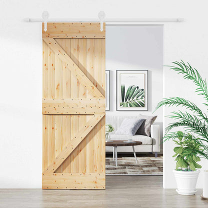 vidaXL Sliding Door Natural and White 85 x 210 cm Solid Pine Wood
