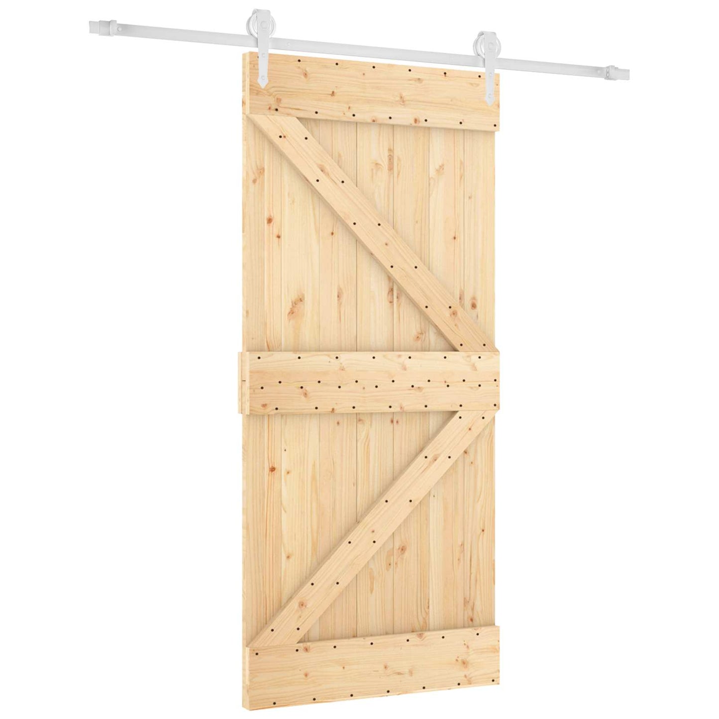 vidaXL Sliding Door Natural and White 95 x 210 cm Solid Pine Wood