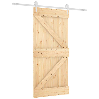 vidaXL Sliding Door Natural and White 95 x 210 cm Solid Pine Wood