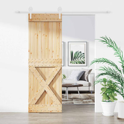 vidaXL Sliding Door Natural and White 80 x 210 cm Solid Pine Wood
