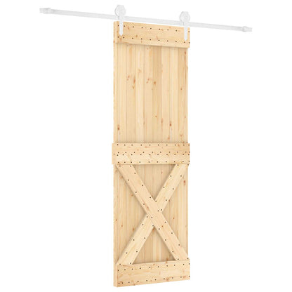 vidaXL Sliding Door Natural and White 80 x 210 cm Solid Pine Wood