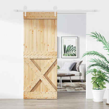 vidaXL Sliding Door Natural and White 90 x 210 cm Solid Pine Wood
