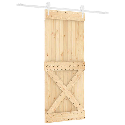 vidaXL Sliding Door Natural and White 100 x 210 cm Solid Pine Wood