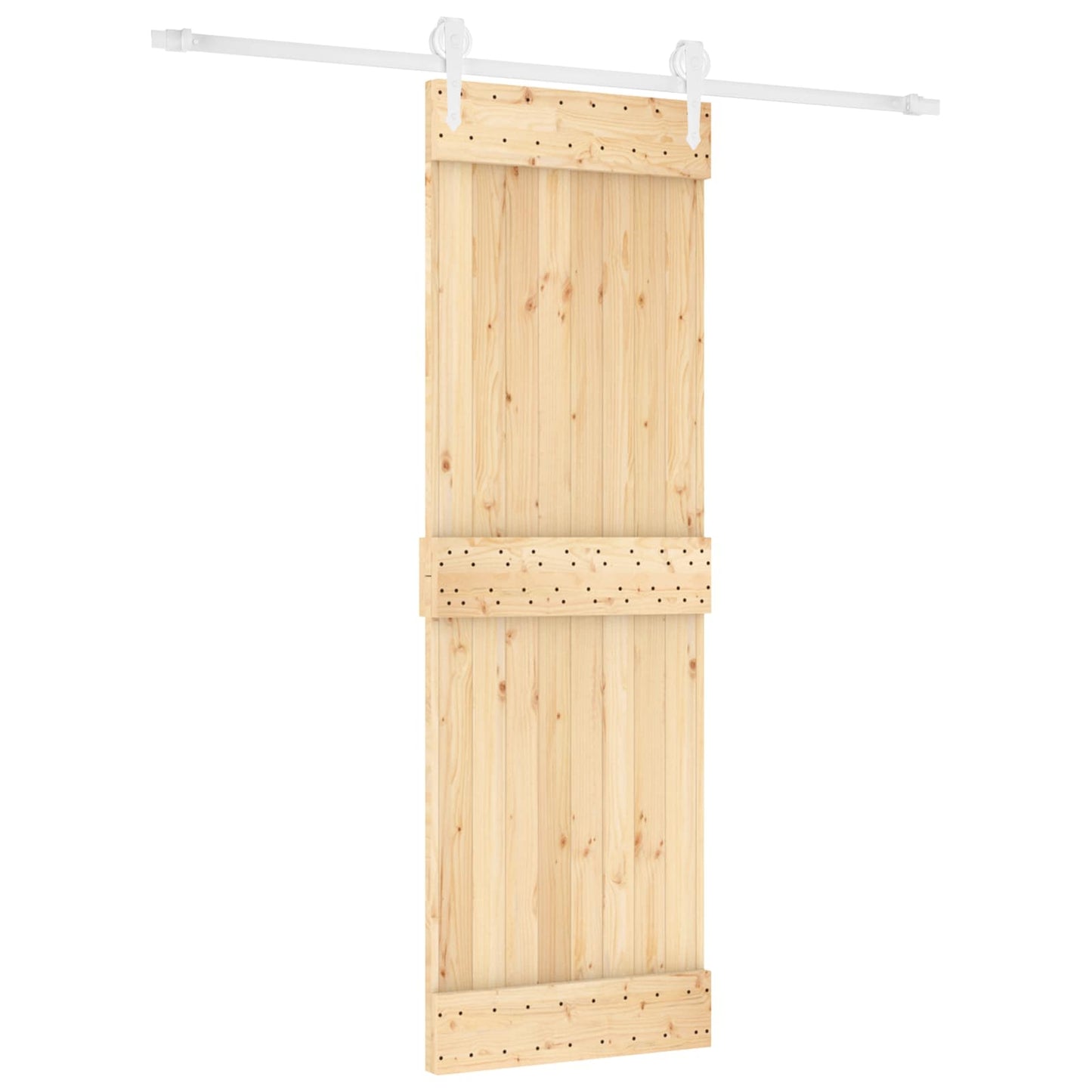 vidaXL Sliding Door Natural and White 70 x 210 cm Solid Pine Wood