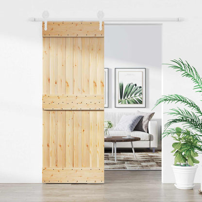 vidaXL Sliding Door Natural and White 80 x 210 cm Solid Pine Wood