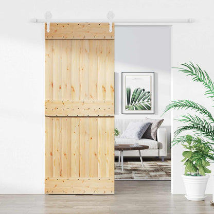 vidaXL Sliding Door Natural and White 85 x 210 cm Solid Pine Wood