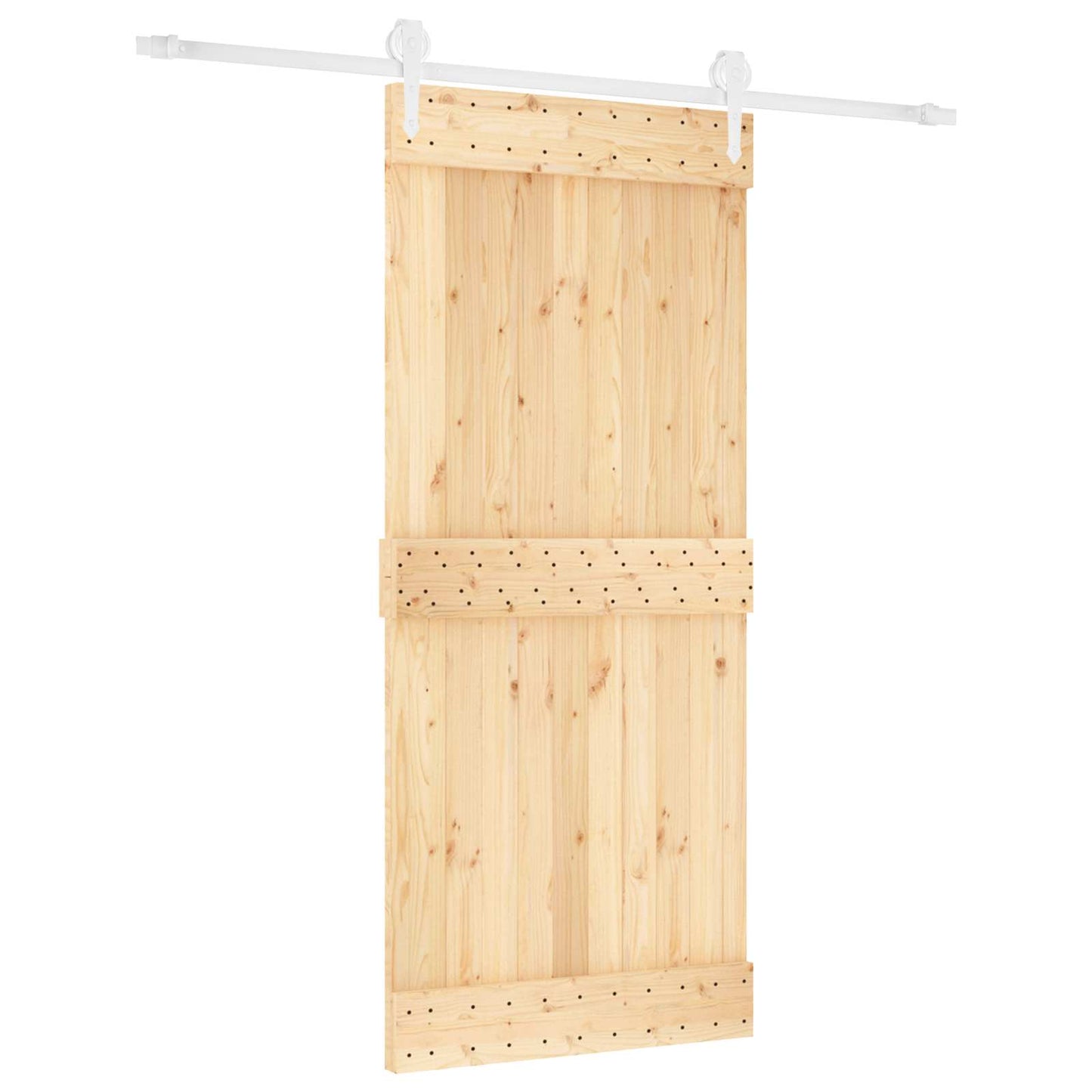 vidaXL Sliding Door Natural and White 90 x 210 cm Solid Pine Wood