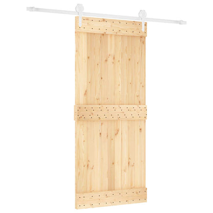 vidaXL Sliding Door Natural and White 90 x 210 cm Solid Pine Wood