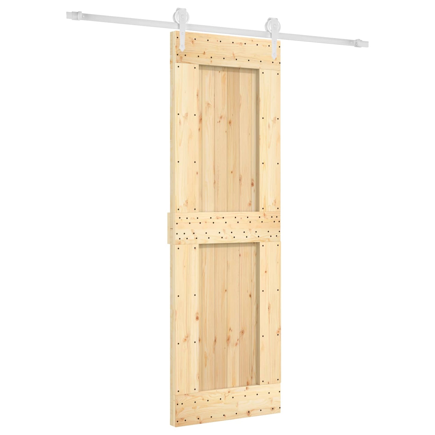 vidaXL Sliding Door Natural and White 70 x 210 cm Solid Pine Wood