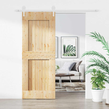 vidaXL Sliding Door Natural and White 80 x 210 cm Solid Pine Wood