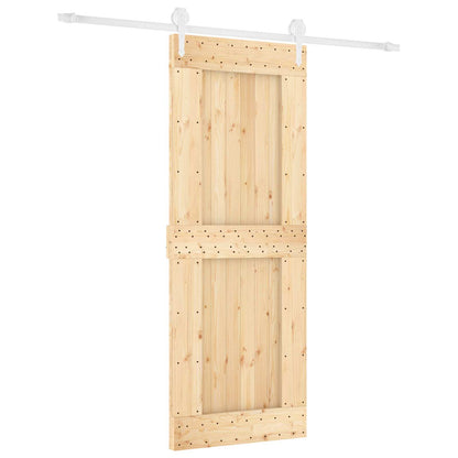 vidaXL Sliding Door Natural and White 80 x 210 cm Solid Pine Wood
